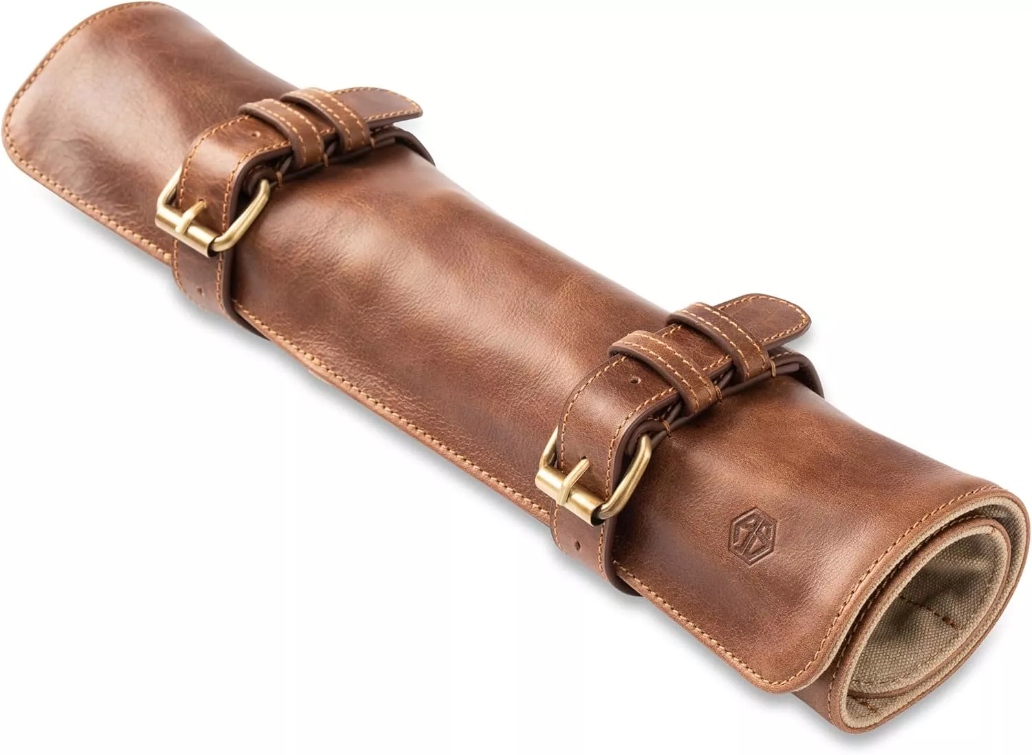 Torba skórzana na 14 noży brązowa