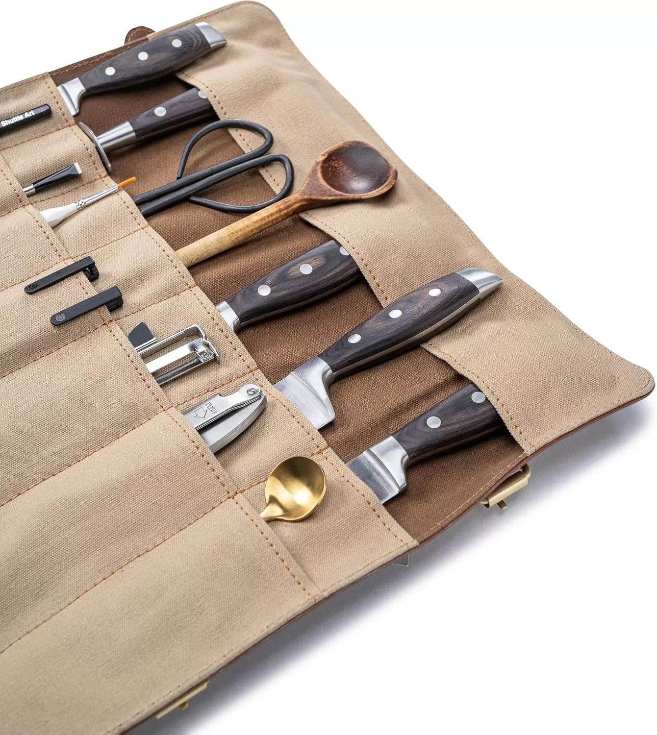 Torba skórzana na 14 noży brązowa