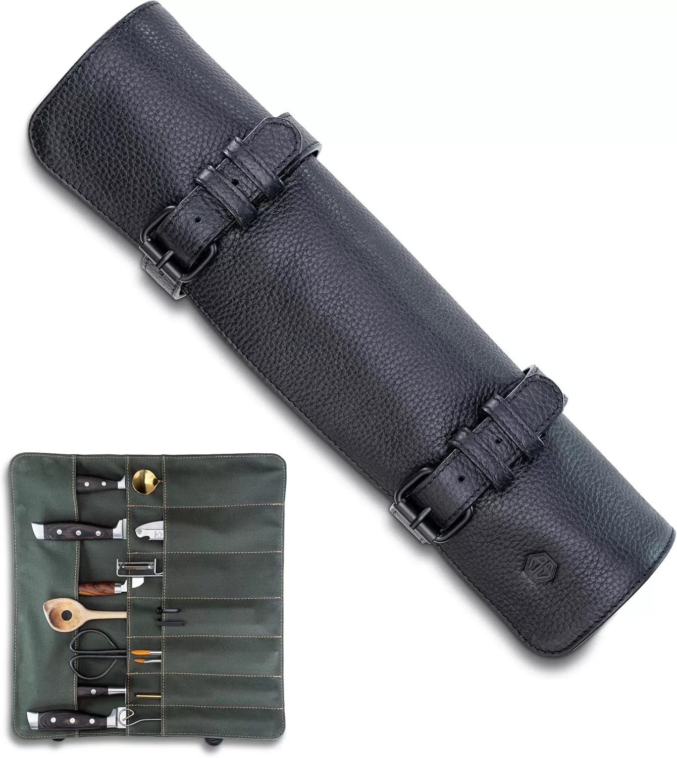 Torba skórzana na 14 noży czarna