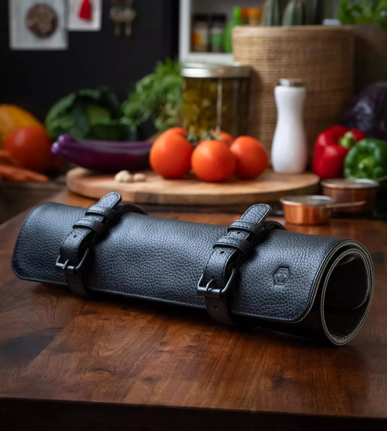 Torba skórzana na 14 noży czarna