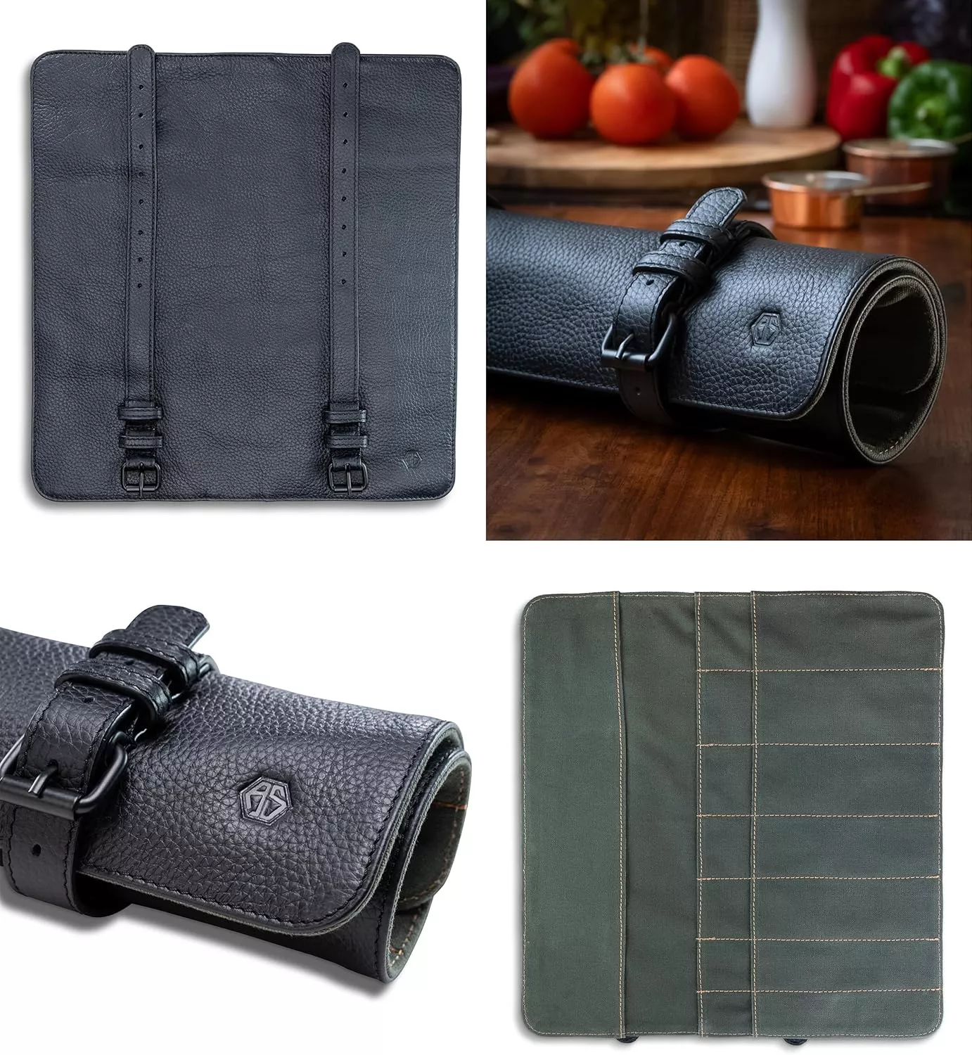 Torba skórzana na 14 noży czarna