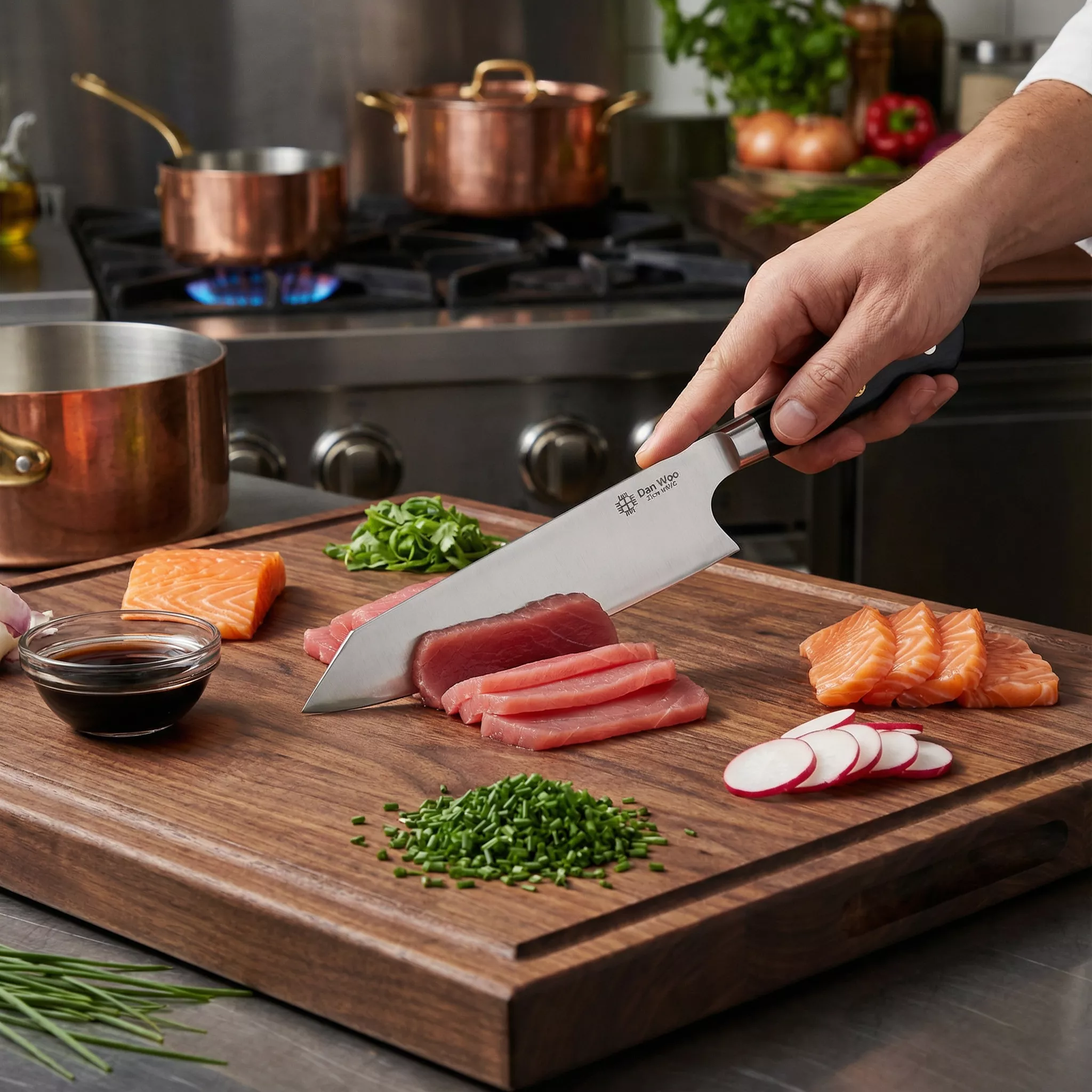 Dan Woo Nóż Szefa Kuchni Kiritsuke DC53 63HRC, ostrze 21 cm