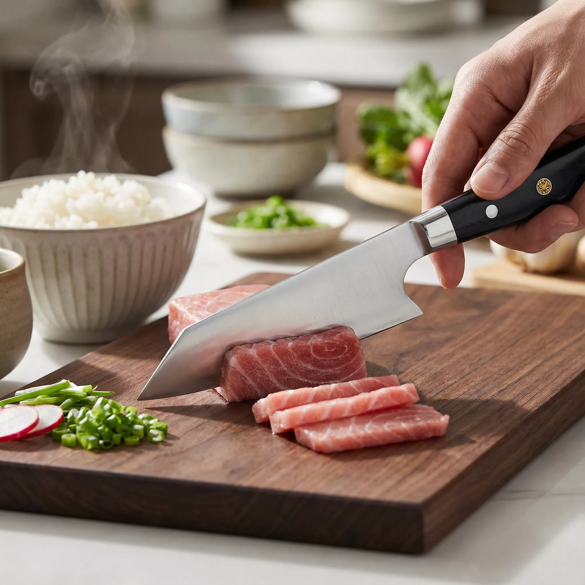 Dan Woo Nóż Kuchenny Bunka ze Stali DC53, Ostrze 15,5 cm