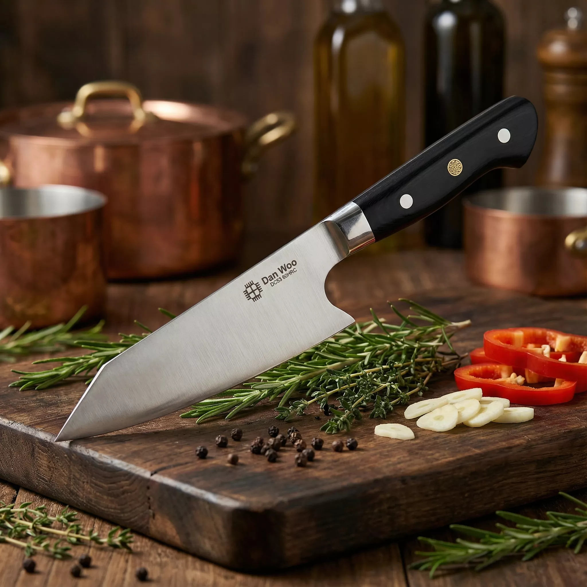 Dan Woo Nóż Kuchenny Bunka ze Stali DC53, Ostrze 15,5 cm