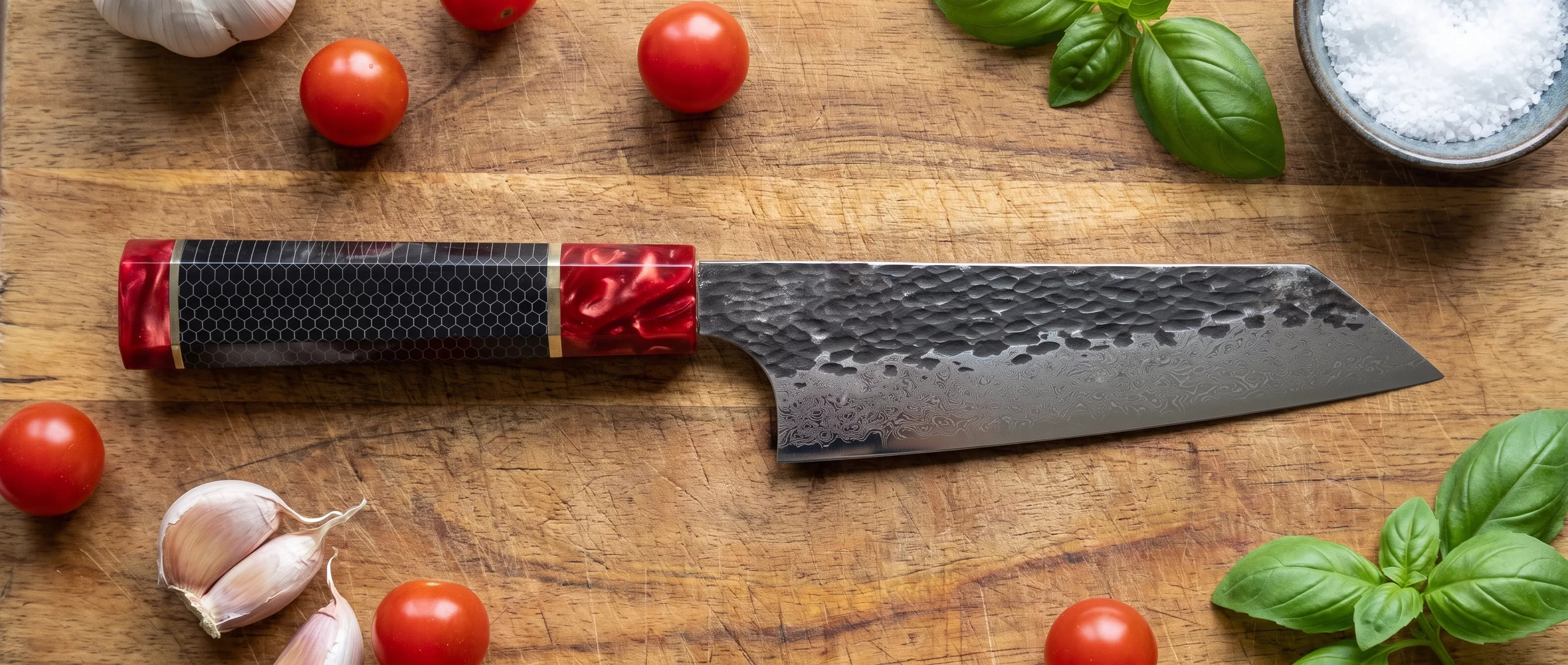 Nóż Dan Woo Custom Bunka 16 cm Damast Stal T10 Żywica Epoksydowa