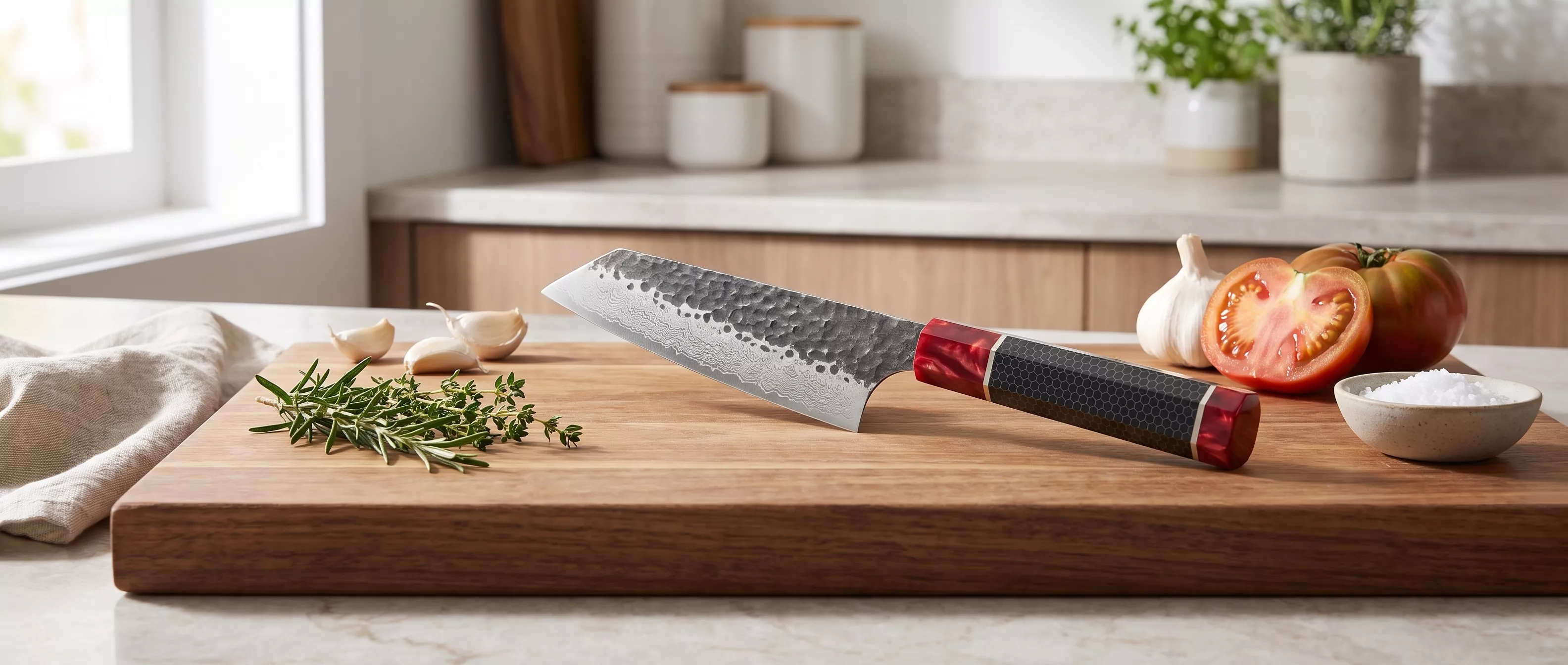Nóż Dan Woo Custom Bunka 16 cm Damast Stal T10 Żywica Epoksydowa