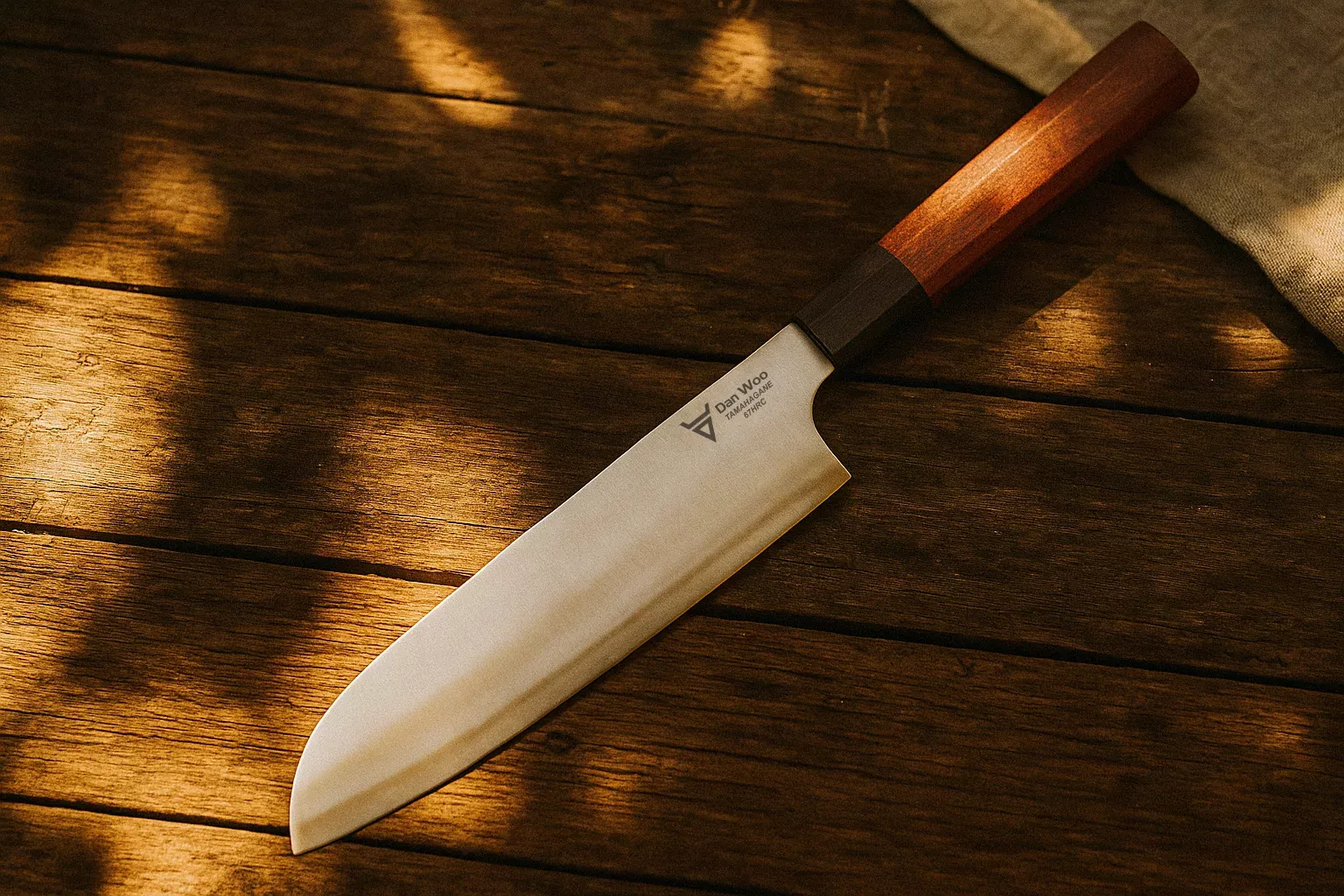 Dan Woo Tamahagane Santoku Nóż Szefa Kuchni 67 HRC