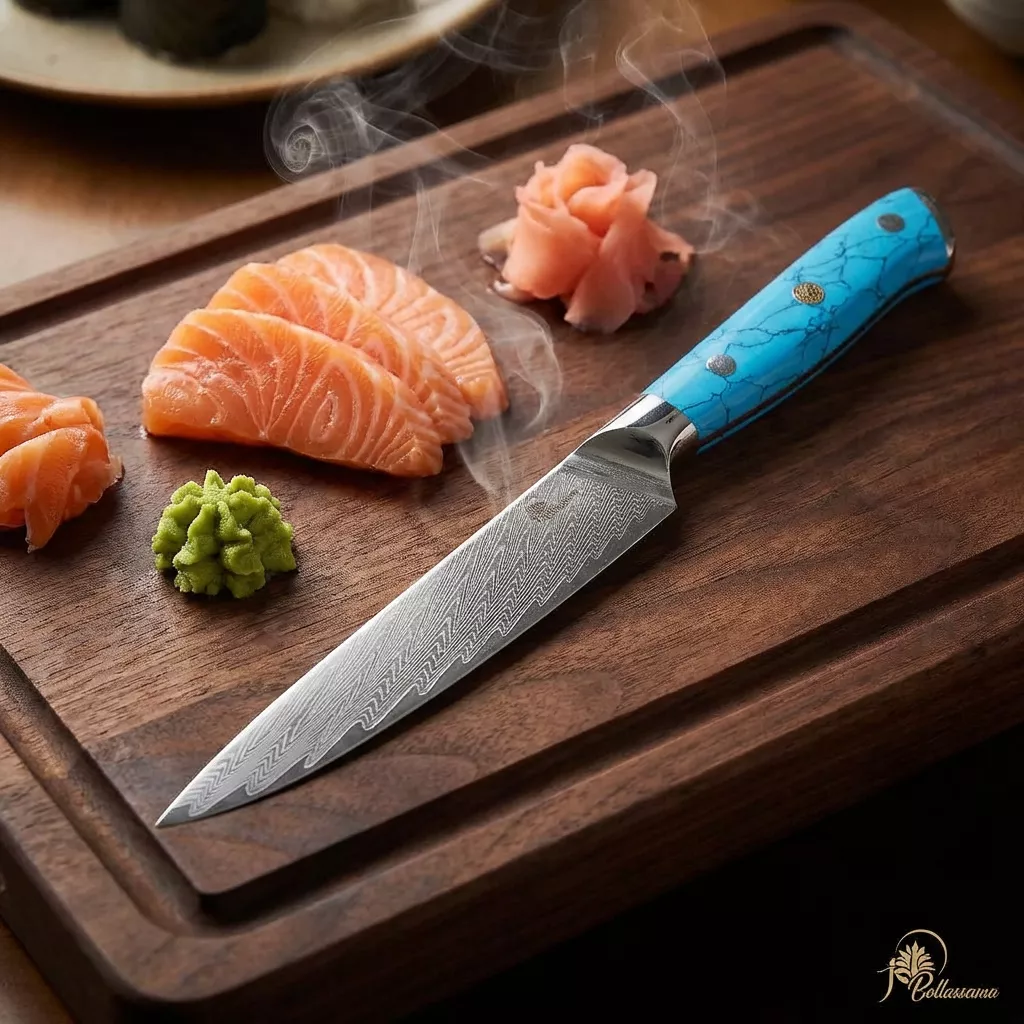 Dellinger BLUE STONE Nóż Utility 15 cm Stal Damasceńska VG-10