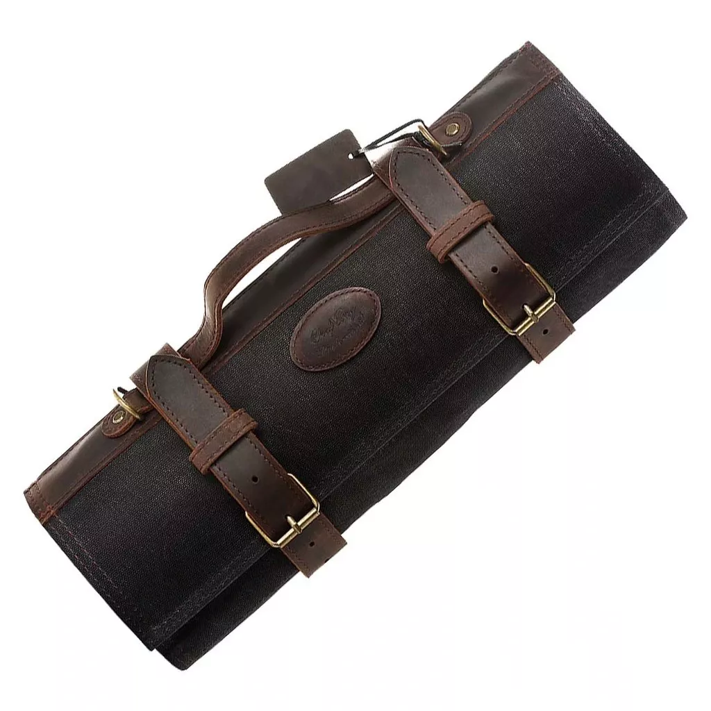 Dellinger Luksusowa torba na 12 noży - Czarna, Płótno i Skóra