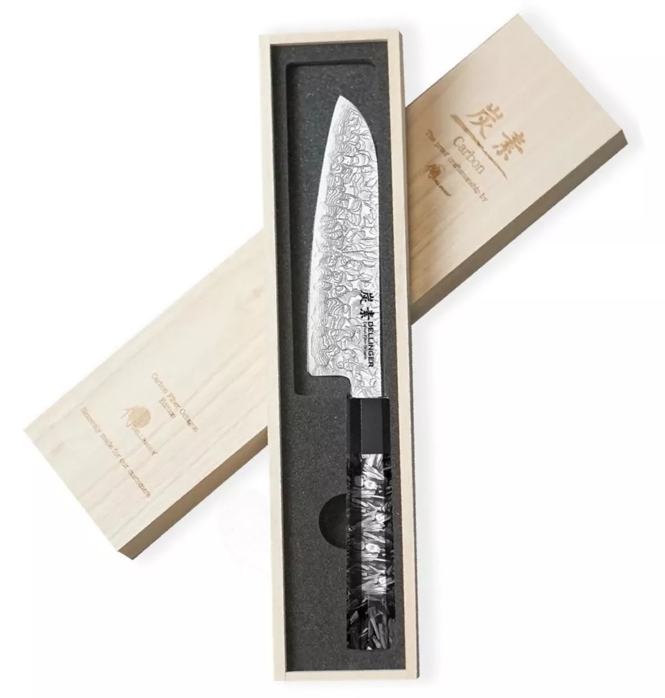 Nóż Ko-Santoku Dellinger Carbon Fiber Octagon 14 cm VG-10