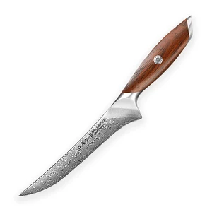 Dellinger Rose Wood Damascus nóż do trybowania 19 cm