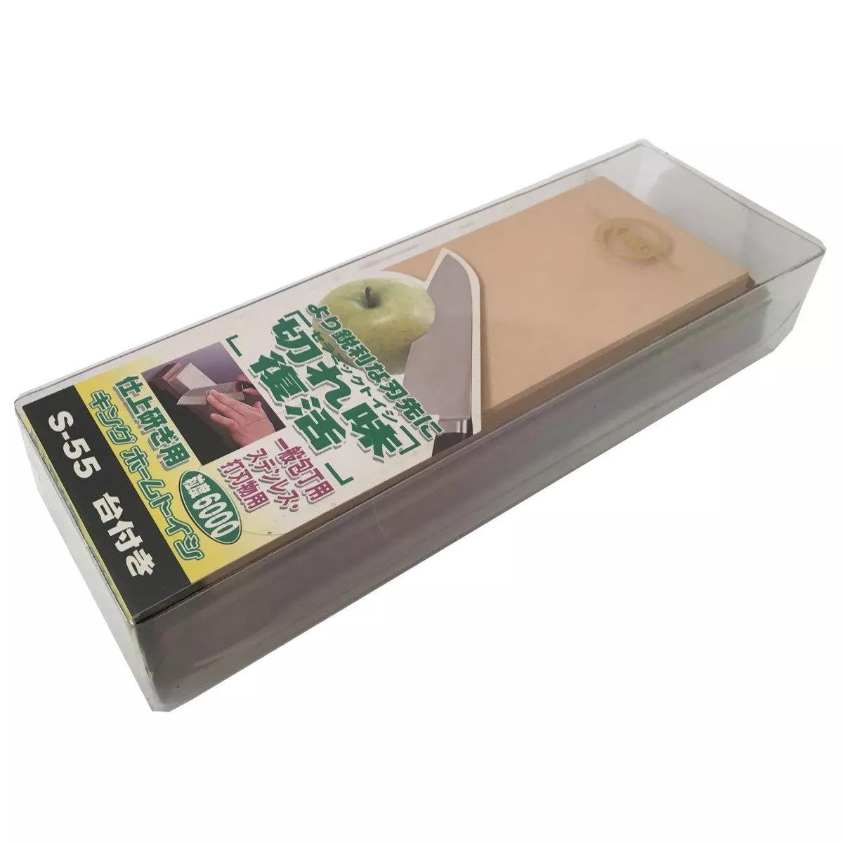 Japoński Kamień Wodny King Deluxe S-55 6000 Grit z Podstawą 18.5x6.2x1.5