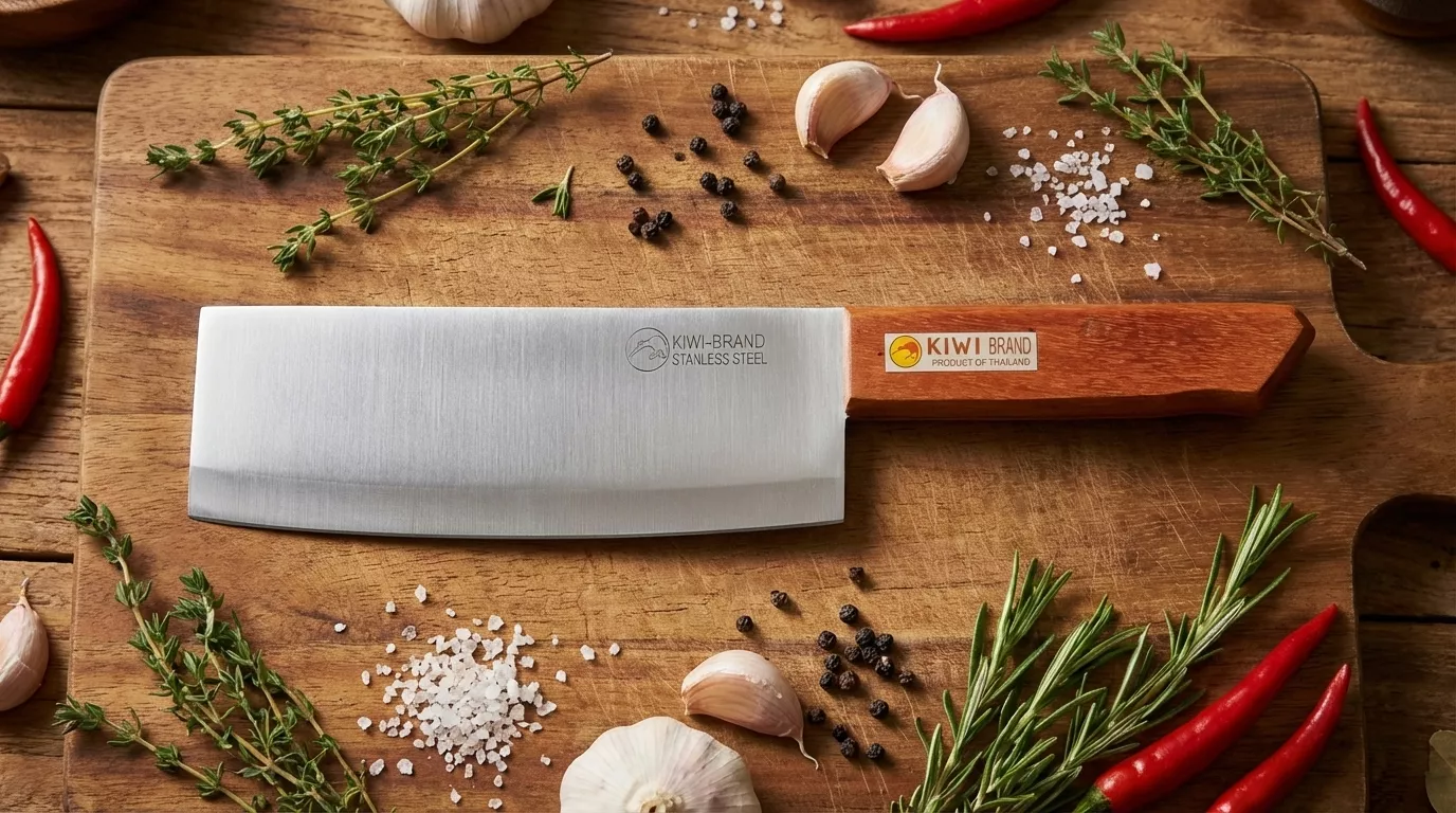 Nóż kuchenny Nakiri KIWI Model 22, ostrze 17.5 cm, rękojeść drewniana