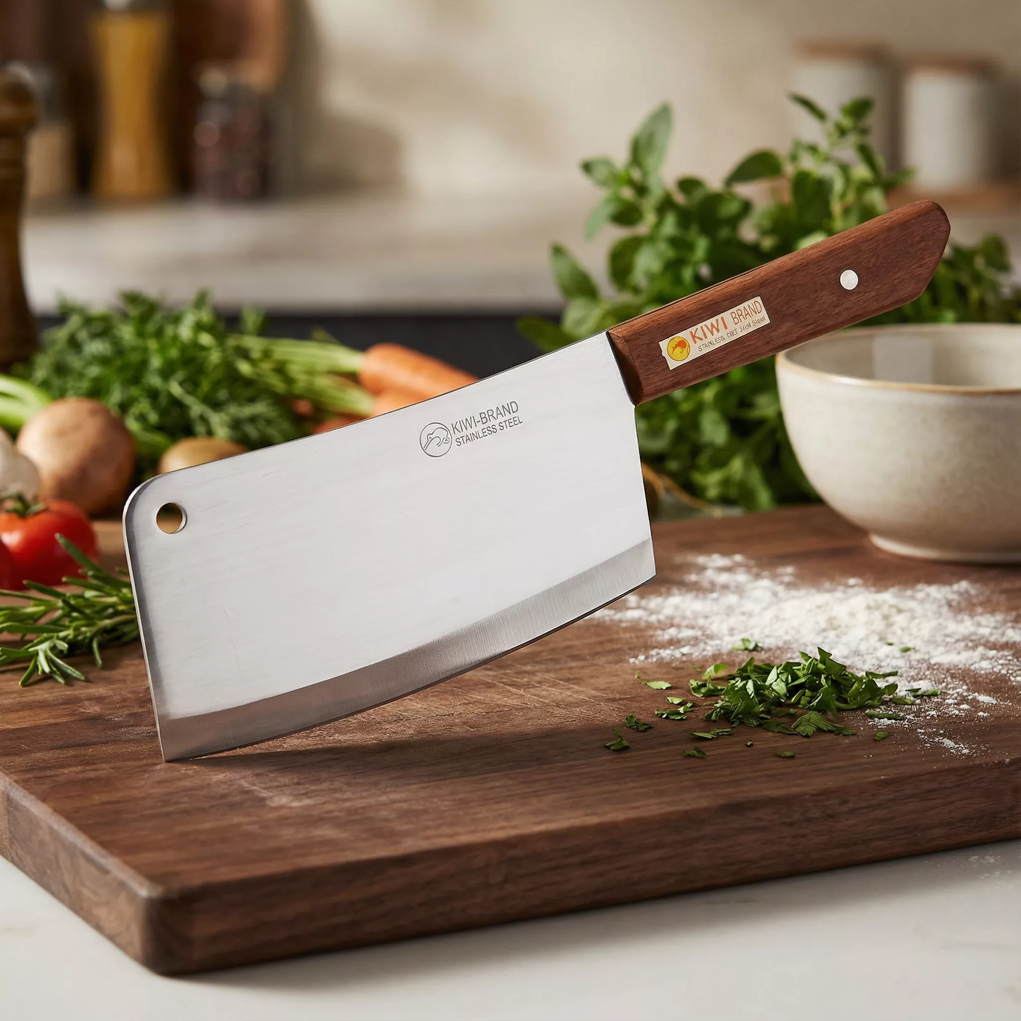 Kiwi Tasak Kuchenny Model 850 z Drewnianą Rękojeścią, Ostrze 18.5 cm