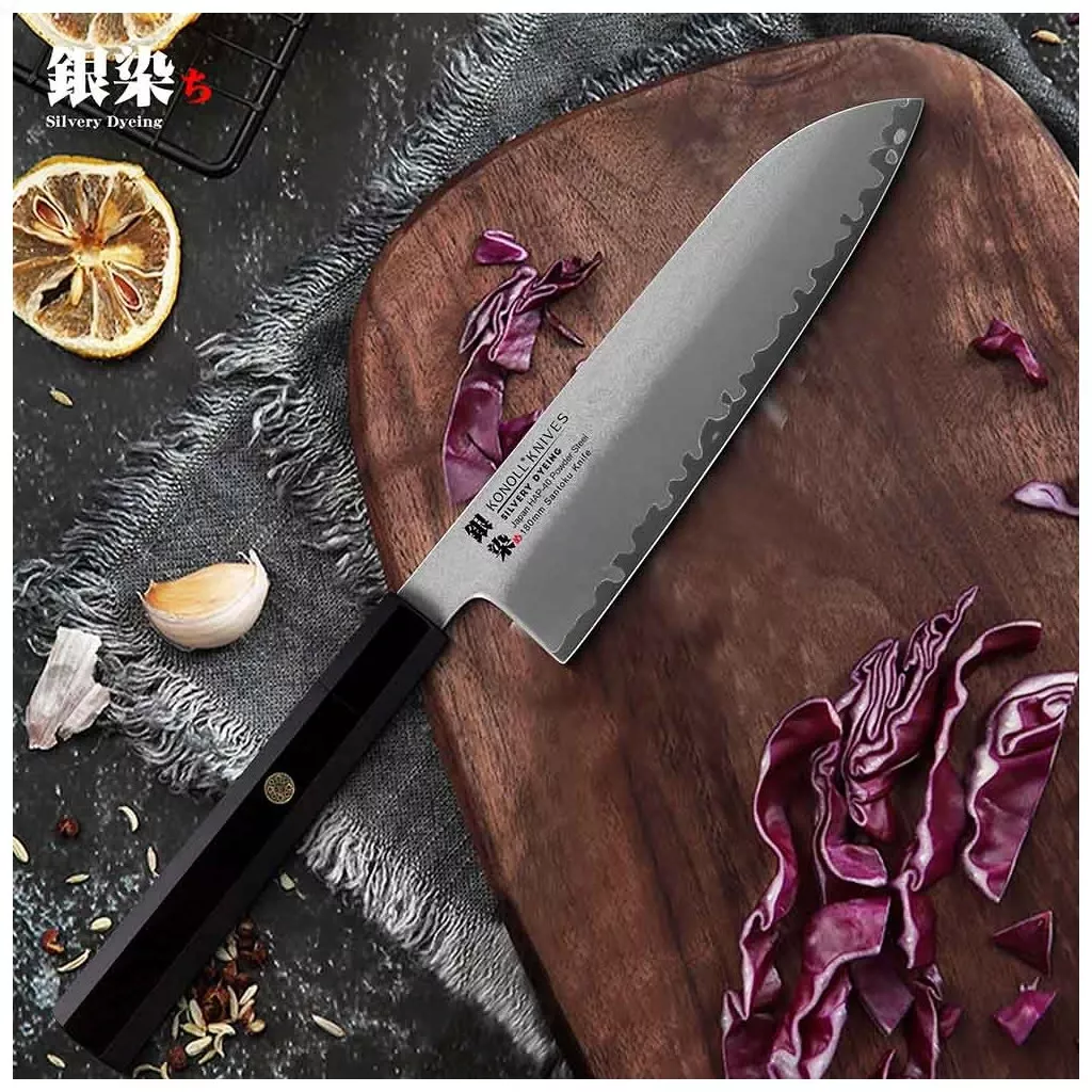 Nóż Santoku Konoll Silver Dyeing HAP-40 18 cm
