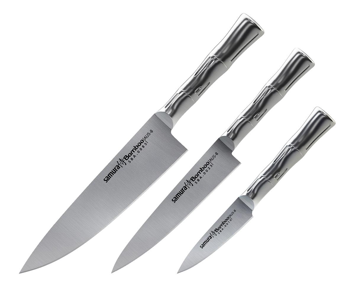 Samura Bamboo Zestaw 3 Noży Kuchennych: Szefa, Uniwersalny, do Obierania