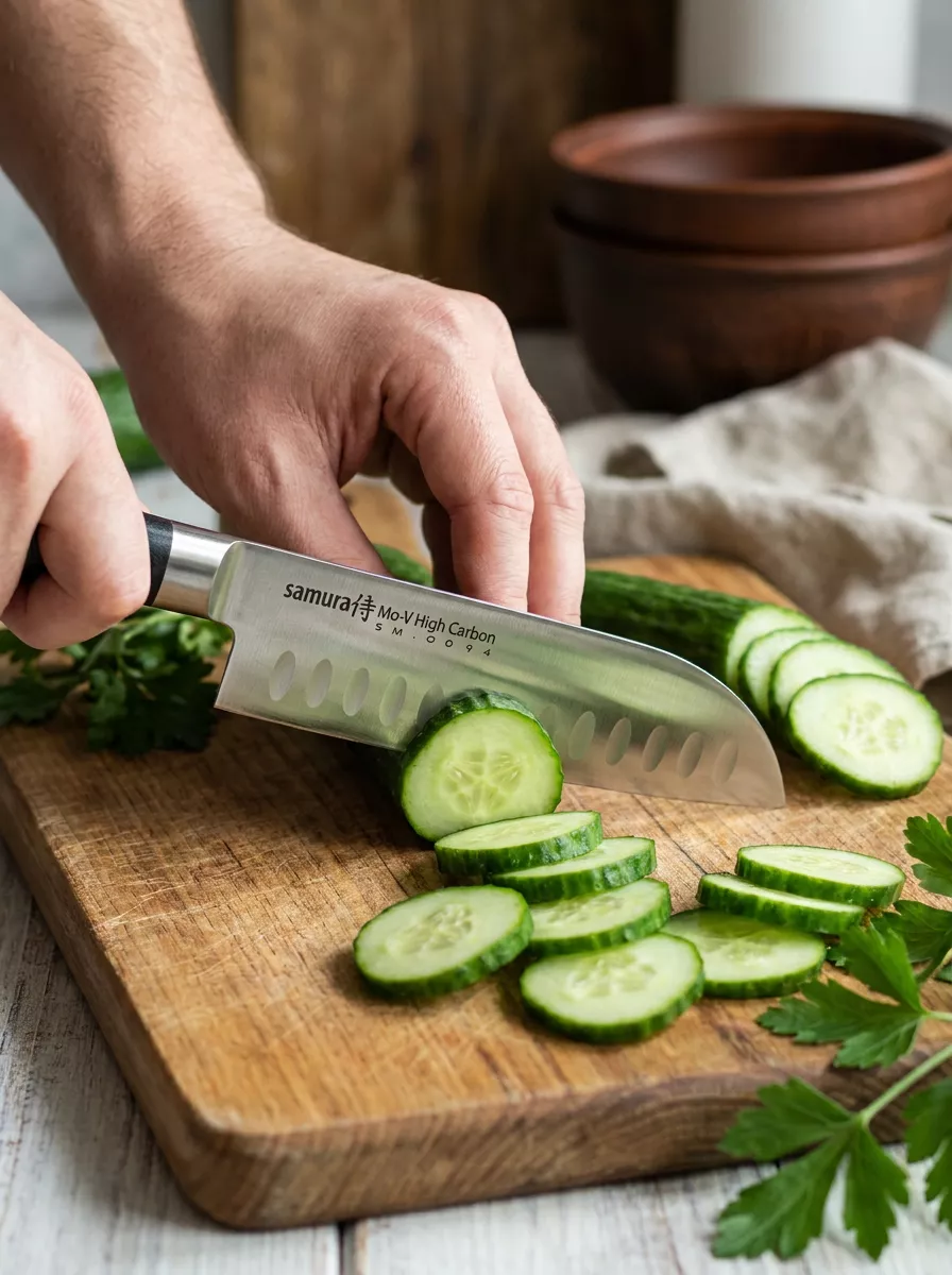 Samura MO-V Nóż Santoku 18 cm Hollow Ground SM-0094