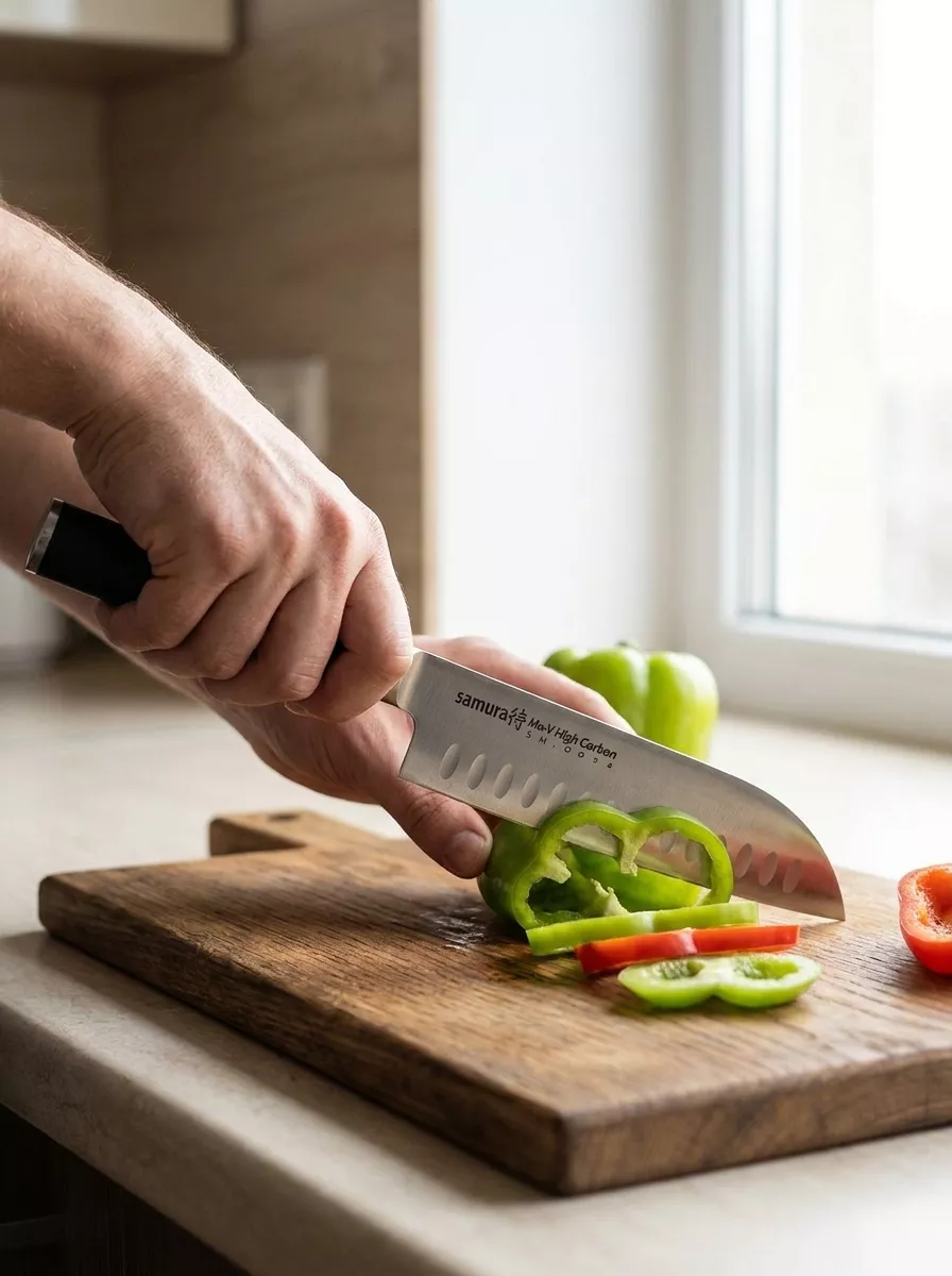 Samura MO-V Nóż Santoku 18 cm Hollow Ground SM-0094