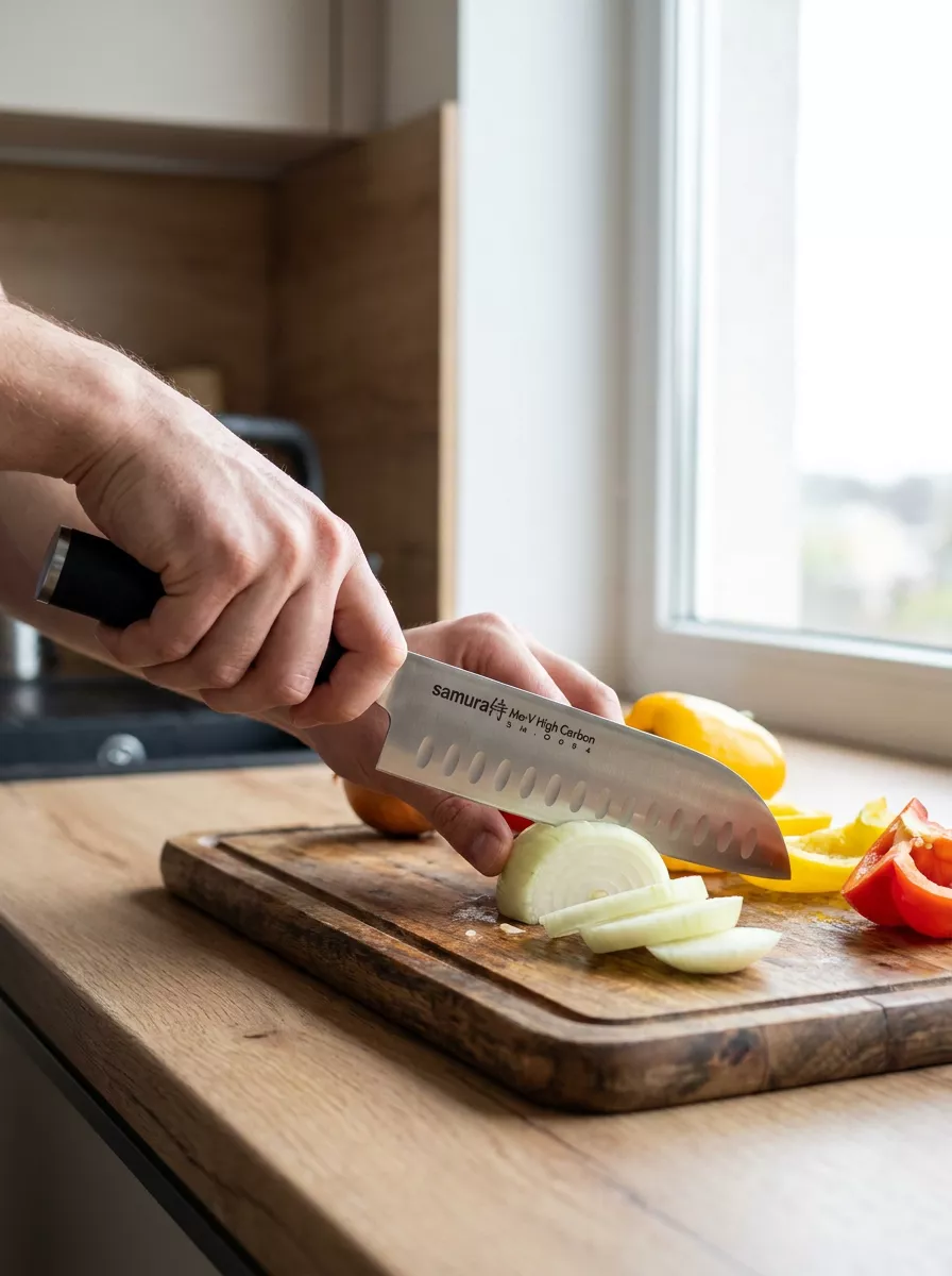 Samura MO-V Nóż Santoku 18 cm Hollow Ground SM-0094
