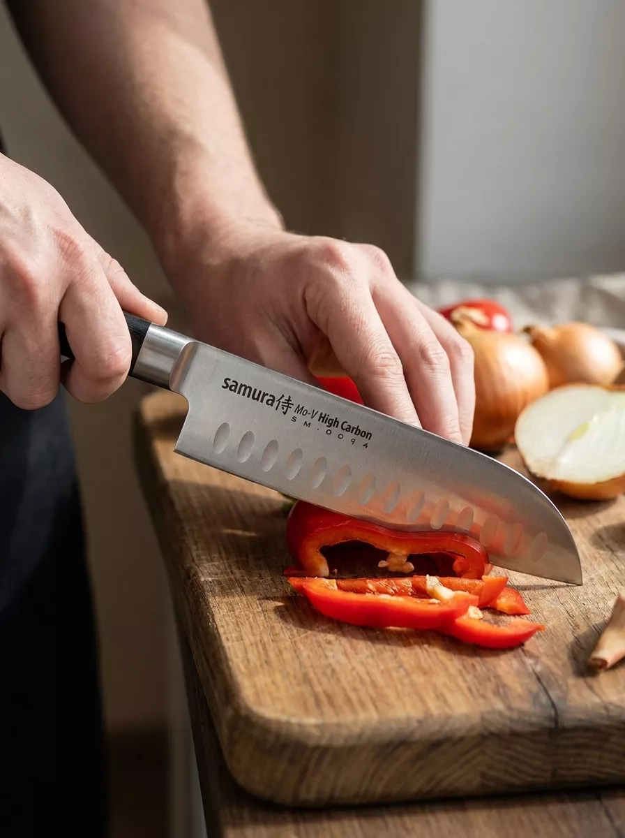 Samura MO-V Nóż Santoku 18 cm Hollow Ground SM-0094