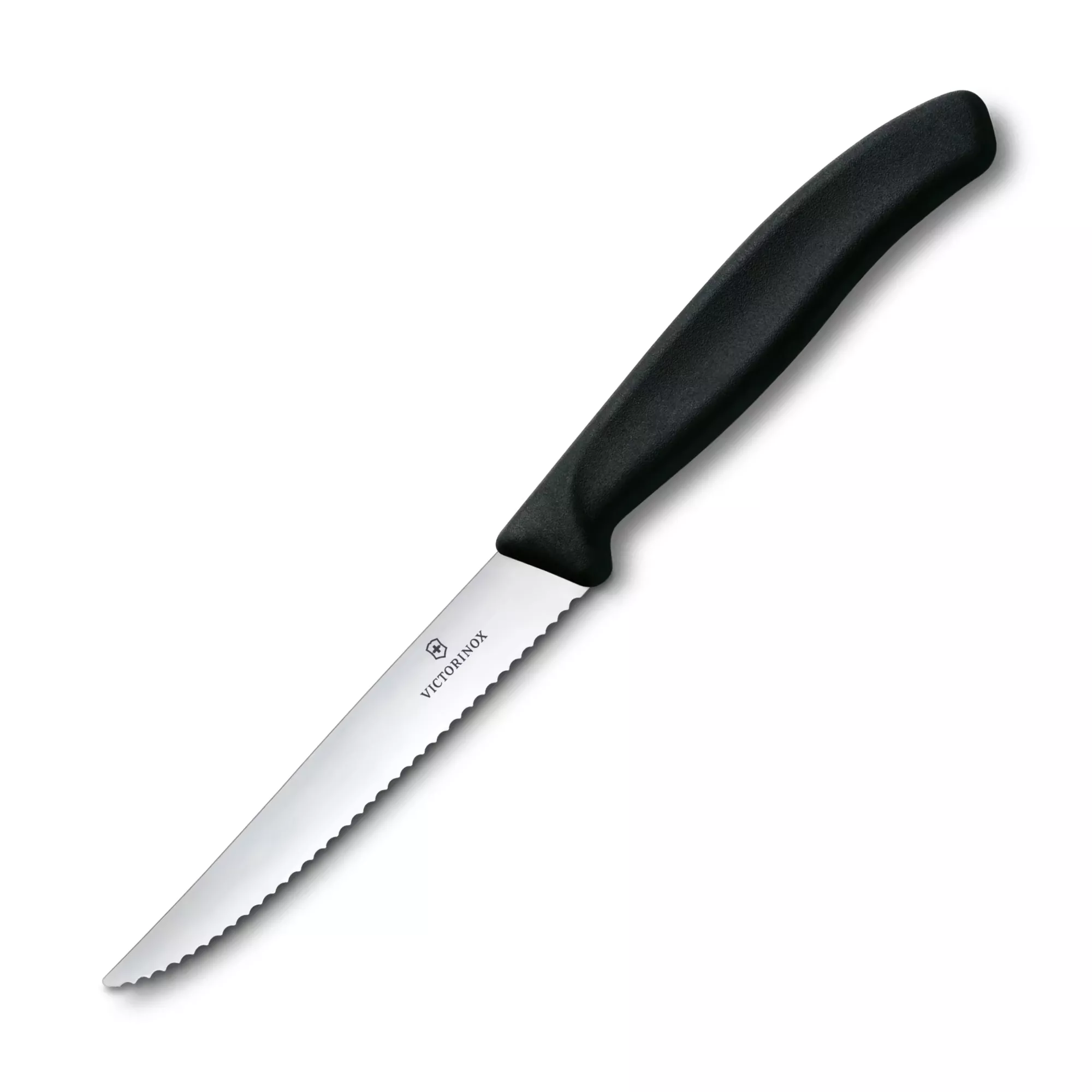 Victorinox Nóż Kuchenny Uniwersalny z Ostrzem Ząbkowanym, 11 cm, Czarny