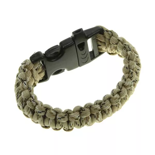 Bransoletka survivalowa paracord z gwizdkiem Desert Camo 22 cm