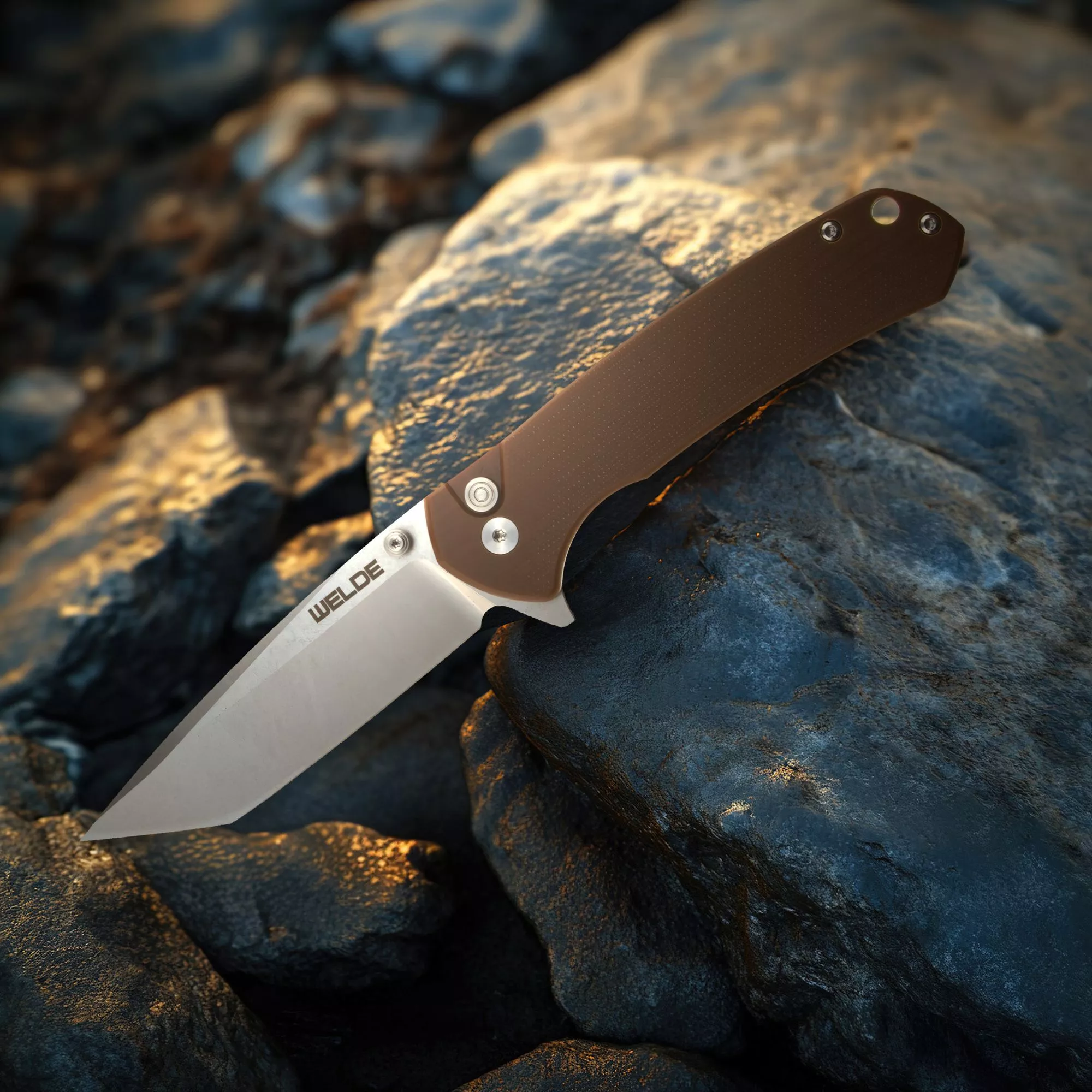 Welde nóż składany tanto D2F64 brązowy