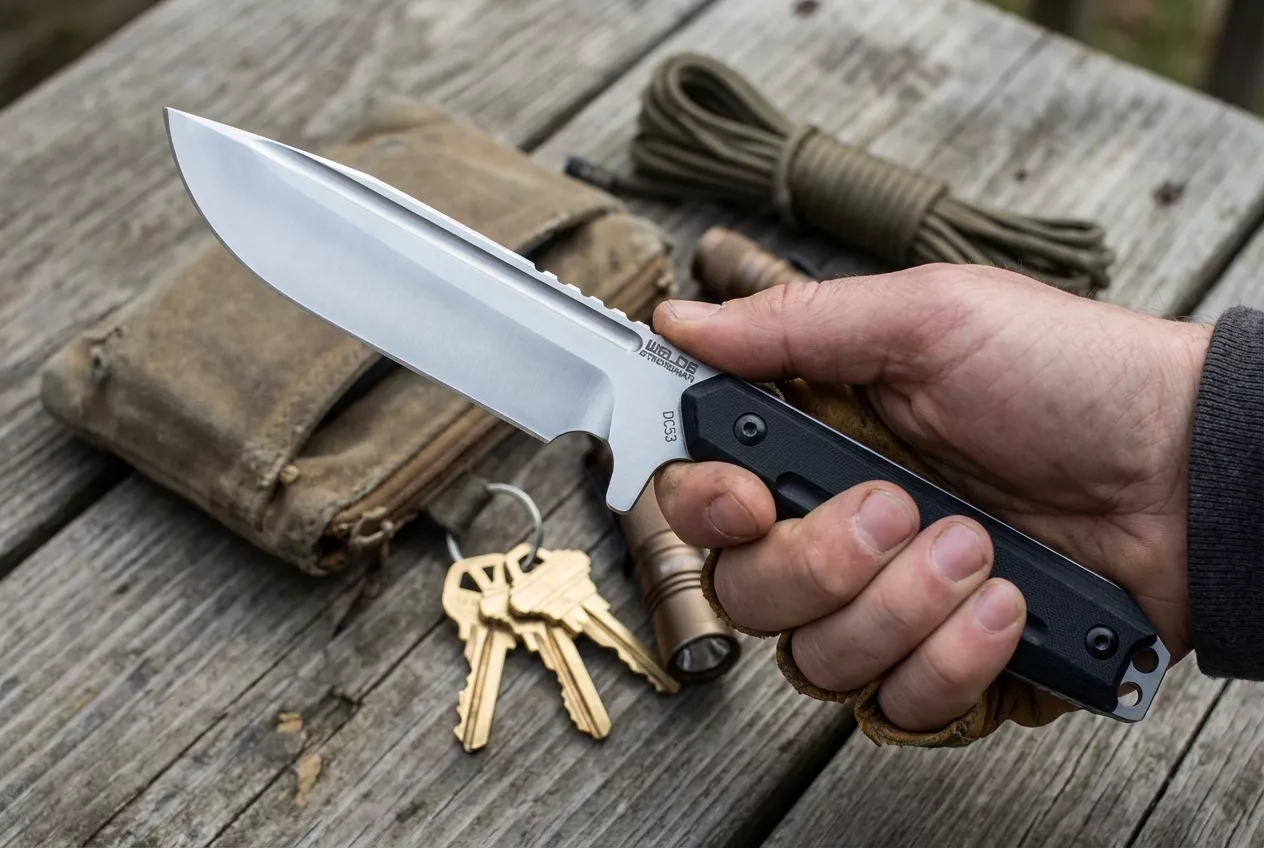 Welde Strongman G10 Nóż Survivalowy stal DC53 63 HRC z pochwą Kydex