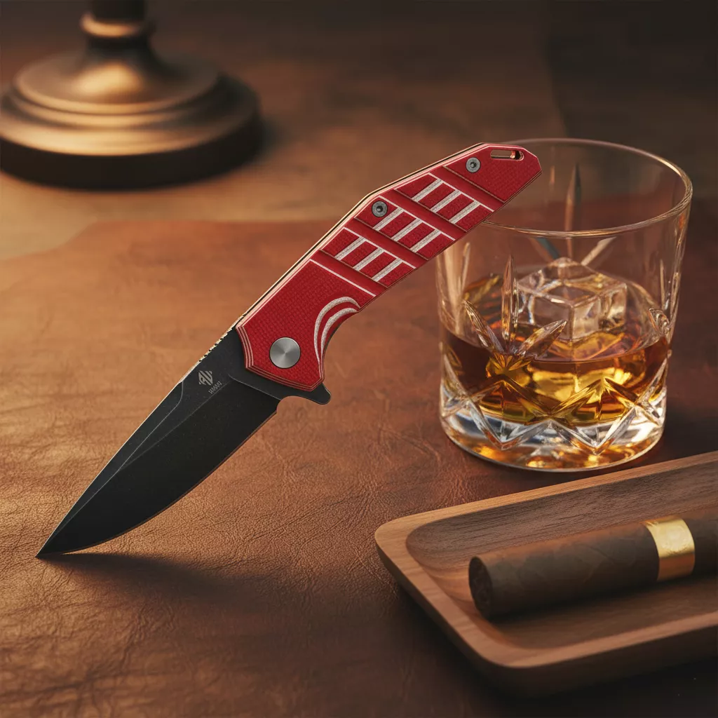 Womsi Falke nóż składany red white G10 S90V