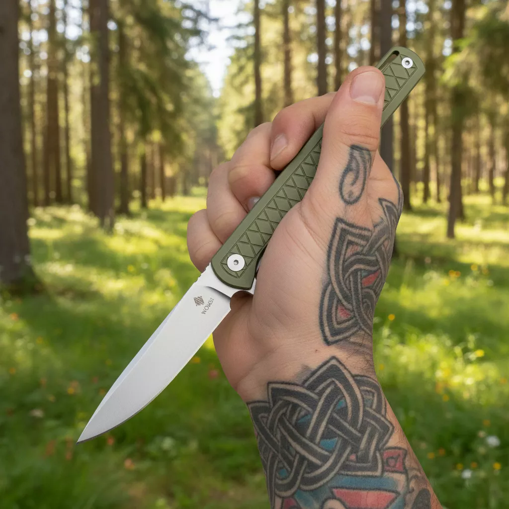 Womsi Wolf nóż składany green G10 14C28N