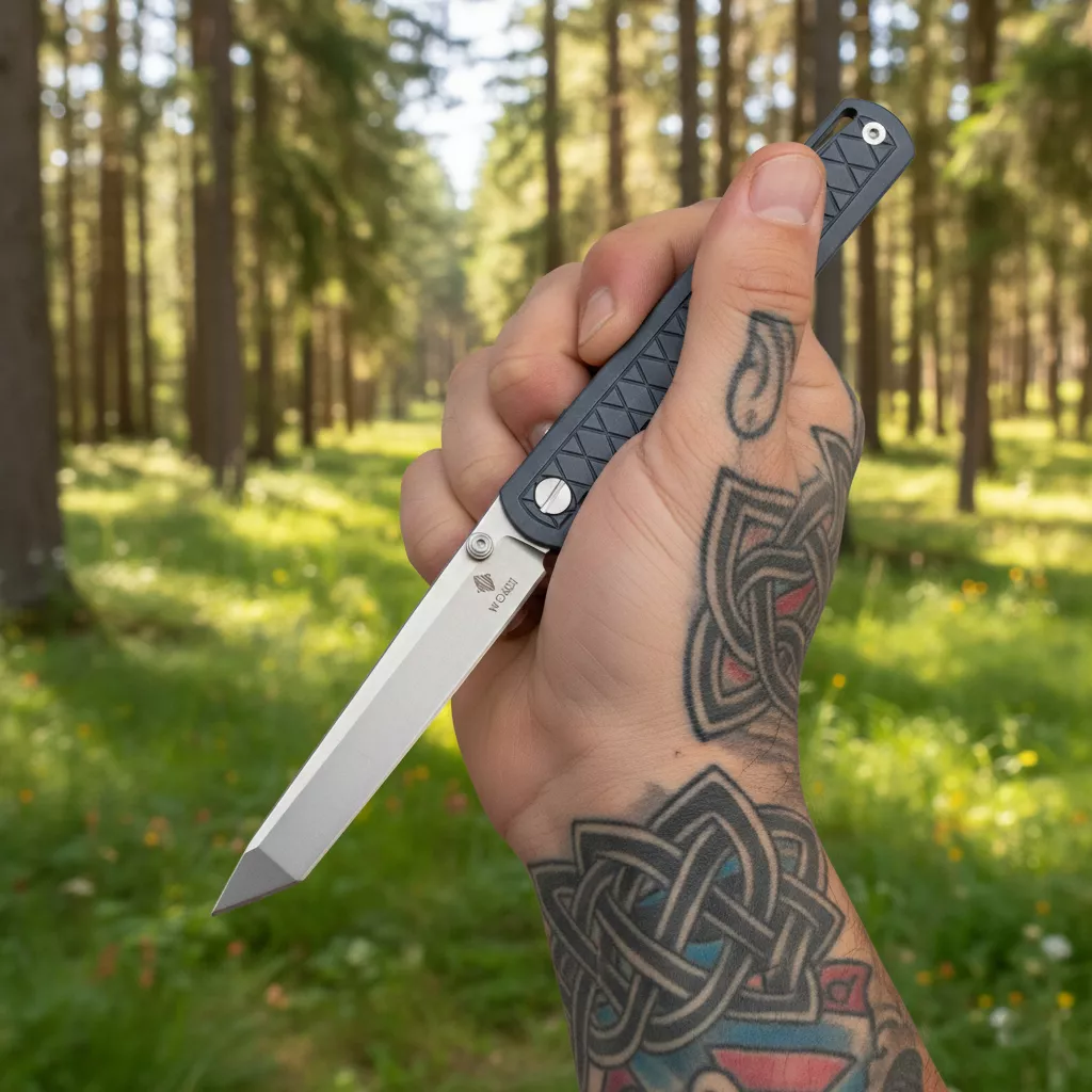 Womsi Wolf nóż składany tanto blue G10 14C28N